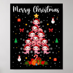 Poster Feliz Natal Papai noel Axolotls como árvore de Nat