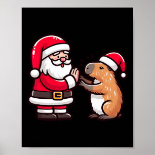 Poster Feliz Natal Papai Noel Capybara High-fiving X