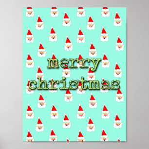 Poster feliz natal papai noel moderno de meados do século