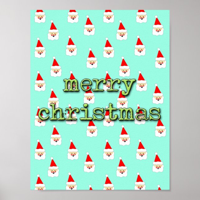 Poster feliz natal papai noel moderno de meados do século (Frente)