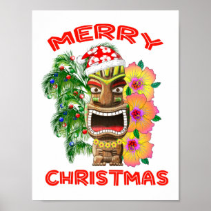 Póster Feliz Natal Papais noeis Engraçados Tiki