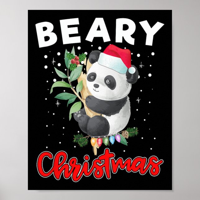 Poster Feliz Natal Para Panda Bear Engraçado (Frente)