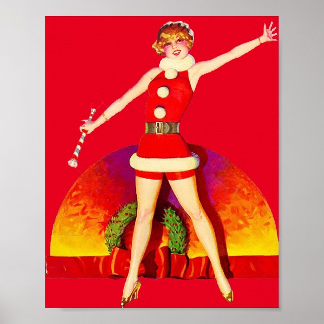 Poster Feliz Natal - Pin Up Doll (Frente)