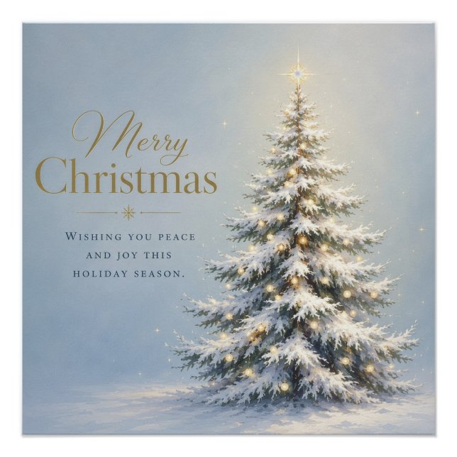 Póster Feliz Natal Pinheiro Nevado (Frente)
