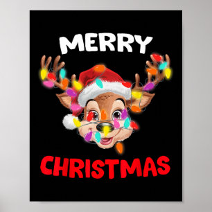 Poster Feliz Natal Reindeer Homens de Combinação Familiar