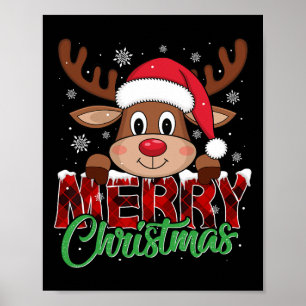 Poster Feliz Natal Reindeer Xadrez Família Xmas