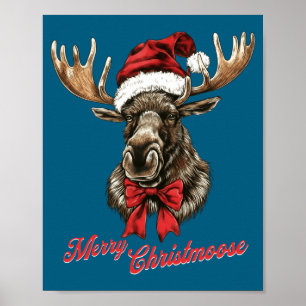 Poster Feliz Natal Reno Chapéu de Papai Noel Feriado de N