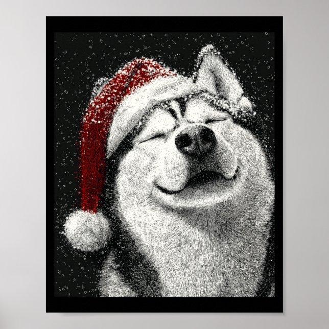 Poster Feliz Natal Siberian Husky Manga Longa  (Frente)