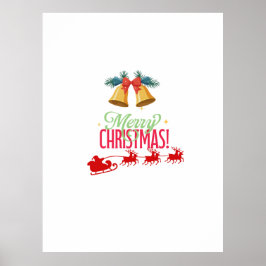 Poster Feliz Natal – Sininhos e Desenho do Trenó do Papai