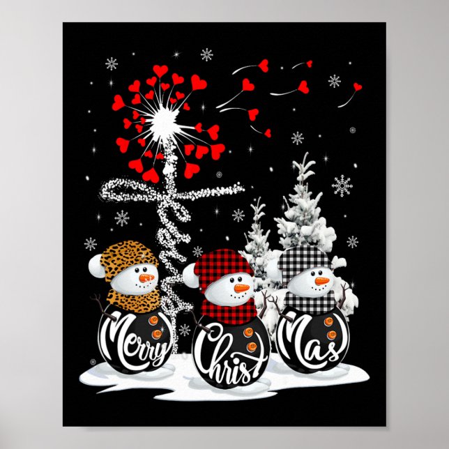 Poster Feliz Natal Snowman Leopard Buffalo Red Xadrez (Frente)