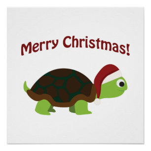Póster Feliz Natal! Tartaruga do papai noel