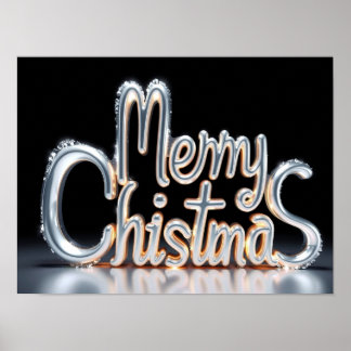 Poster Feliz Natal Tipografia Luxuosa Cartaz de Papel H37