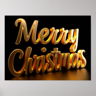 Poster Feliz Natal Tipografia Luxuosa Cartaz Papel H04