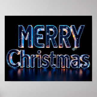 Poster Feliz Natal Tipografia Luxuosa Cartaz Papel H26