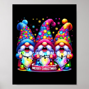 Poster Feliz Natal Três Gnomos Homens da Família Xmas Mul