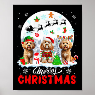 Poster Feliz Natal Três Papais noeis Elf Reindeer Apoos