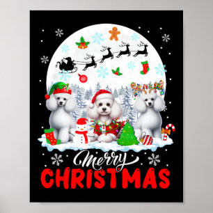 Poster Feliz Natal Três Papais noeis Elf Reindeer Poodles