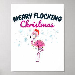 Poster Feliz Natal Tropical Flamingo da Flórida