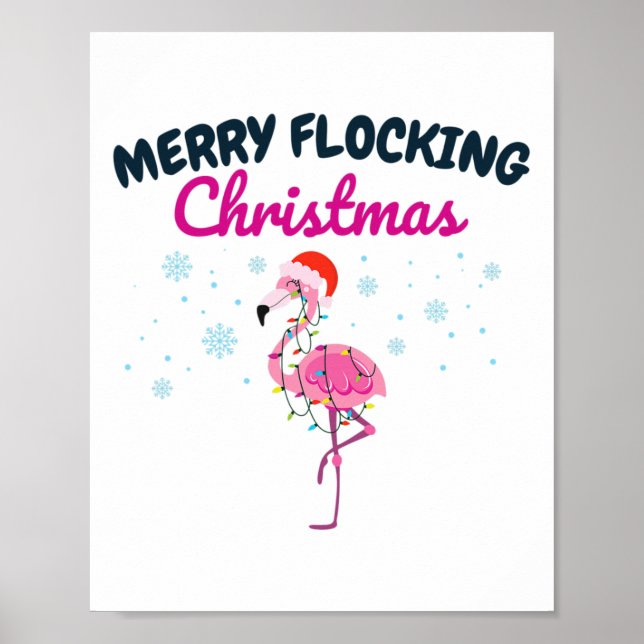 Poster Feliz Natal Tropical Flamingo da Flórida (Frente)