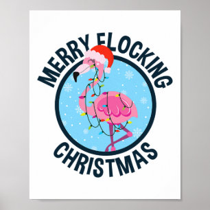 Poster Feliz Natal Tropical Flamingo da Flórida