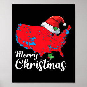 Poster Feliz Natal Trump Patriótico Mapa EUA 2024 Papai N