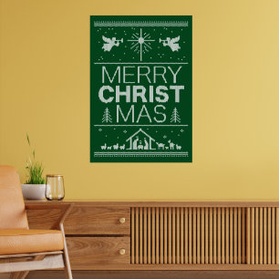 Poster Feliz Natal Verde Suor Religioso Divertido