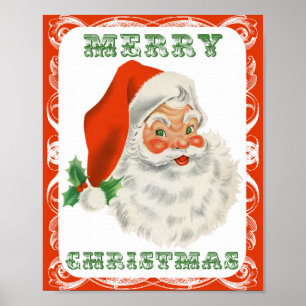 Póster Feliz Natal Vintage Retro Papai Noel
