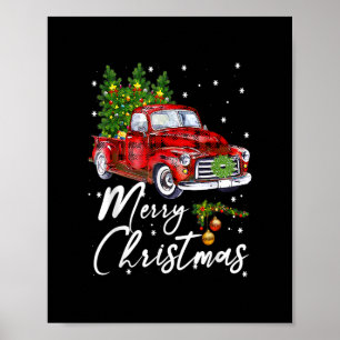 Poster Feliz Natal Vintage Vagão Vermelho Caminhão