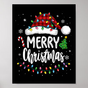 Poster Feliz Natal Xadrez Vermelha Família Luzes Xmas Hom
