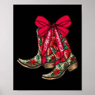 Poster Feliz Natal Xmas Cowboy Boots Coquette Arco Paj