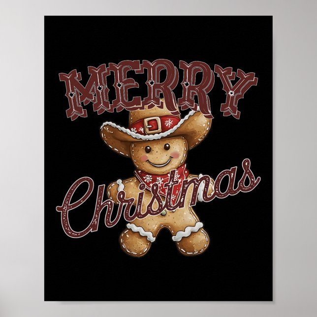Poster Feliz Natal Yall Gingercake Cowboy Howdy West (Frente)
