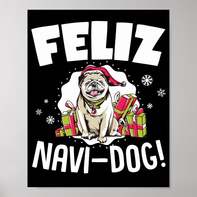 Poster Feliz Navi - Cachorro Engraçado Pun De Natal (Frente)