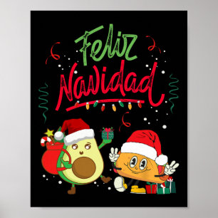 Poster Feliz Navidad Avocado Tacos de Natal Mexicanos