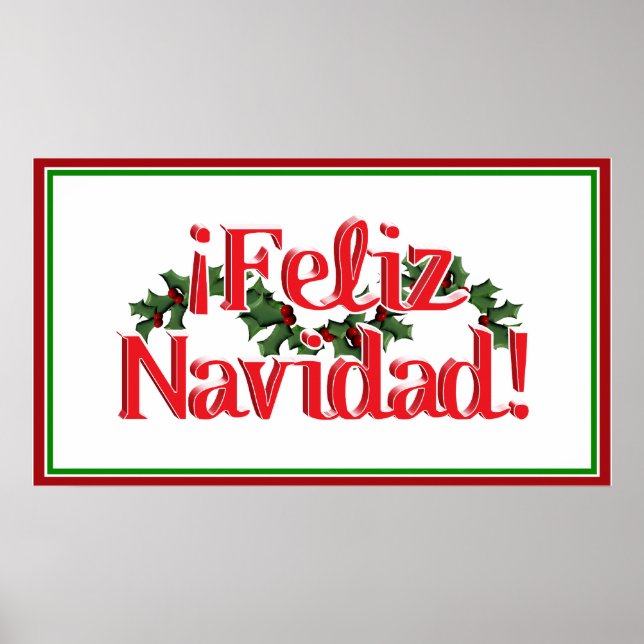 Poster Feliz Navidad Com Holly (Frente)