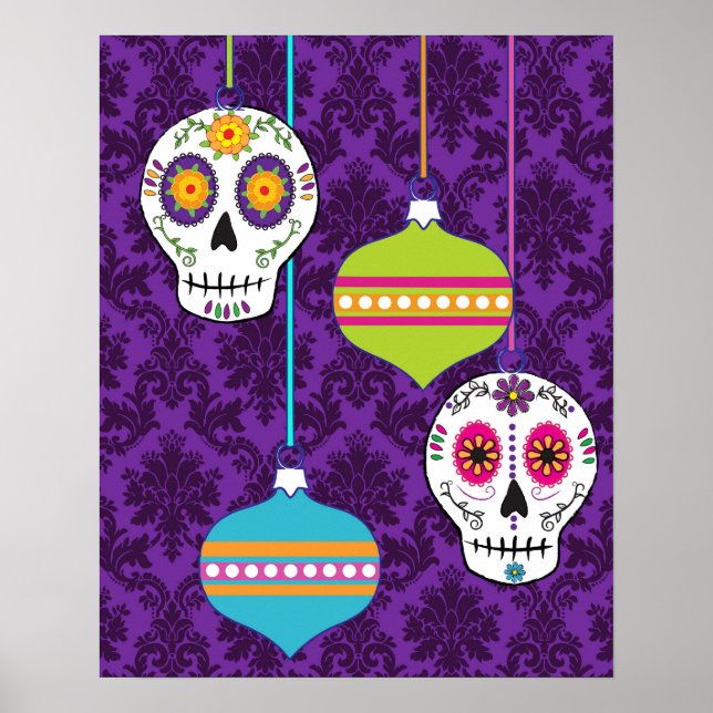 Póster Feliz Navidad Holiday Sugar Skull Poster/Impressão (Frente)