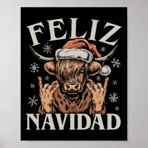 Poster Feliz Navidad Meme Emo Cow Engraçado Memória Natal
