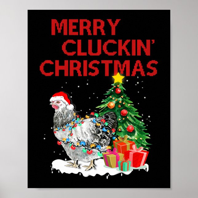 Poster Feliz no Natal. Natal de presente de frango (Frente)