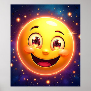 Poster Feliz Olhos Cósmicos Emoji