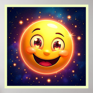 Poster Feliz Olhos Cósmicos Emoji