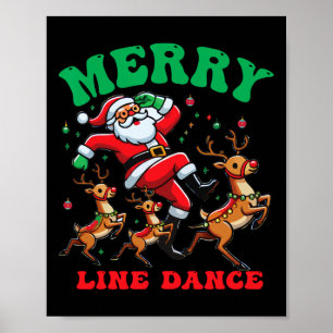 Poster Feliz Papais noeis De Dança Da Linha De Natal E