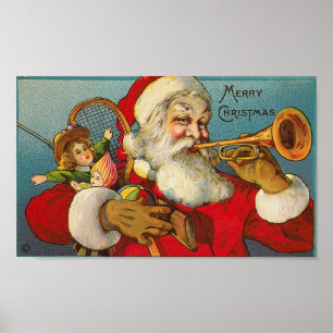 Poster Feliz Papais noeis de Natal e Brinquedos