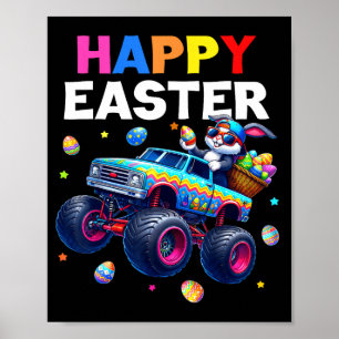 Poster Feliz Páscoa Caminhão Monstro Ovos de Páscoa para