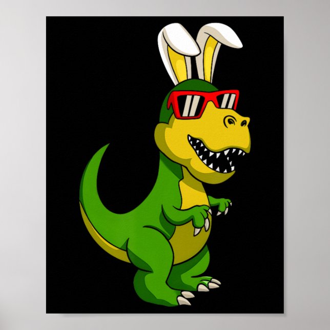 Poster Feliz Páscoa Dinossauro Bunny Orelhas Páscoa Menin (Frente)