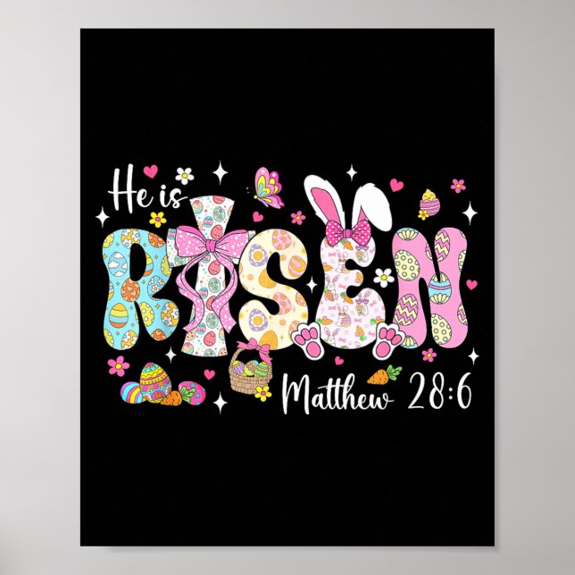 Poster Feliz Páscoa Ele Ressuscitou Mateus 28_6 Bi Cristã (Frente)