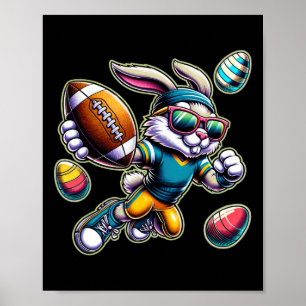 Poster Feliz Páscoa Futebol Meninos Coelho da Páscoa Dive