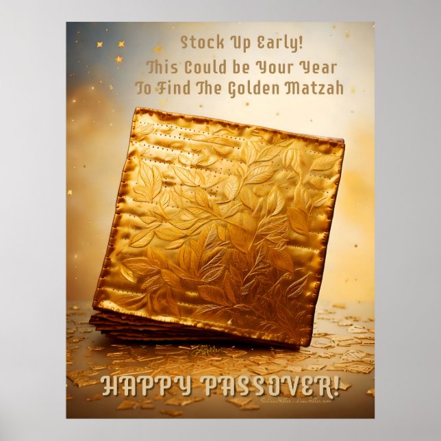 Poster Feliz Passover! Ouro Matzah (Frente)