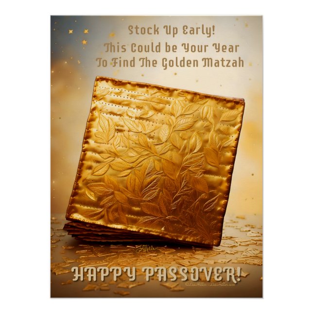 Póster Feliz Passover! Ouro Matzah (Frente)