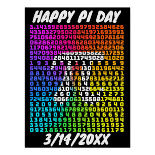 Póster Feliz Pi Day Engraçado Letra Matemática da Escola