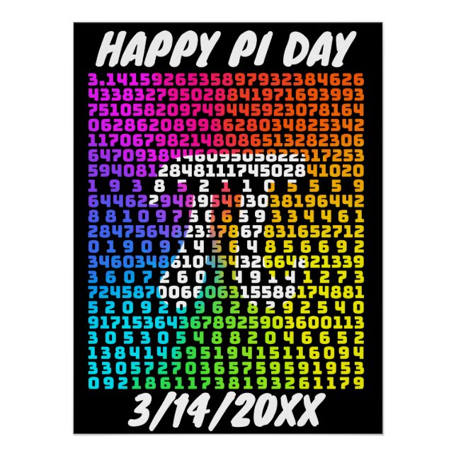 Póster Feliz Pi Day Engraçado Letra Matemática da Escola (Frente)