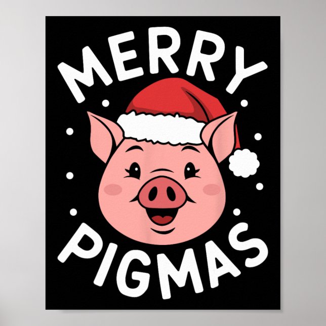 Poster Feliz Pigmas Engraçado Papais noeis De Natal Pig X (Frente)